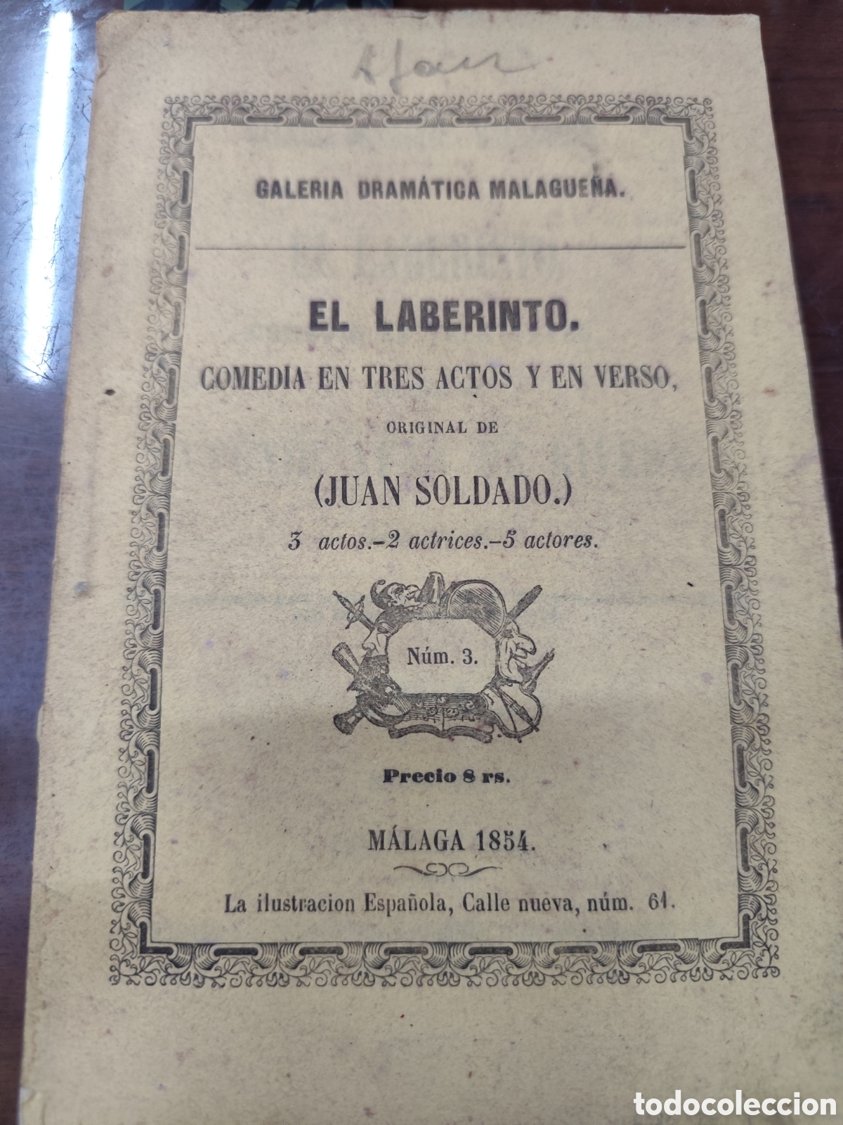 books: EL LABERINTO. Comedia en tres actos. Galer&iacute;a Dram&aacute;tica Malague&ntilde;a n&ordm; 3. 1&ordf; Edici&oacute;n. A&ntilde;o 1854 - AFAN D