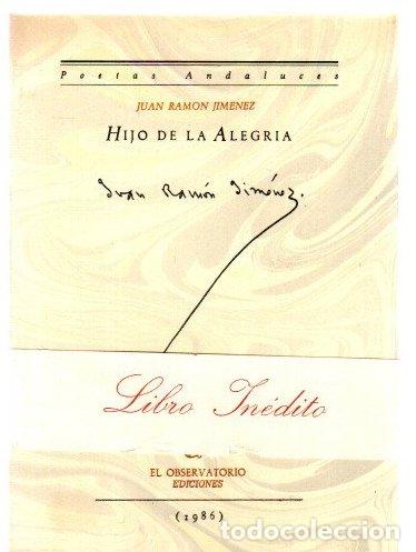 Libros: Hijo de la alegr&iacute;a - Jim&eacute;nez, Juan Ram&oacute;n