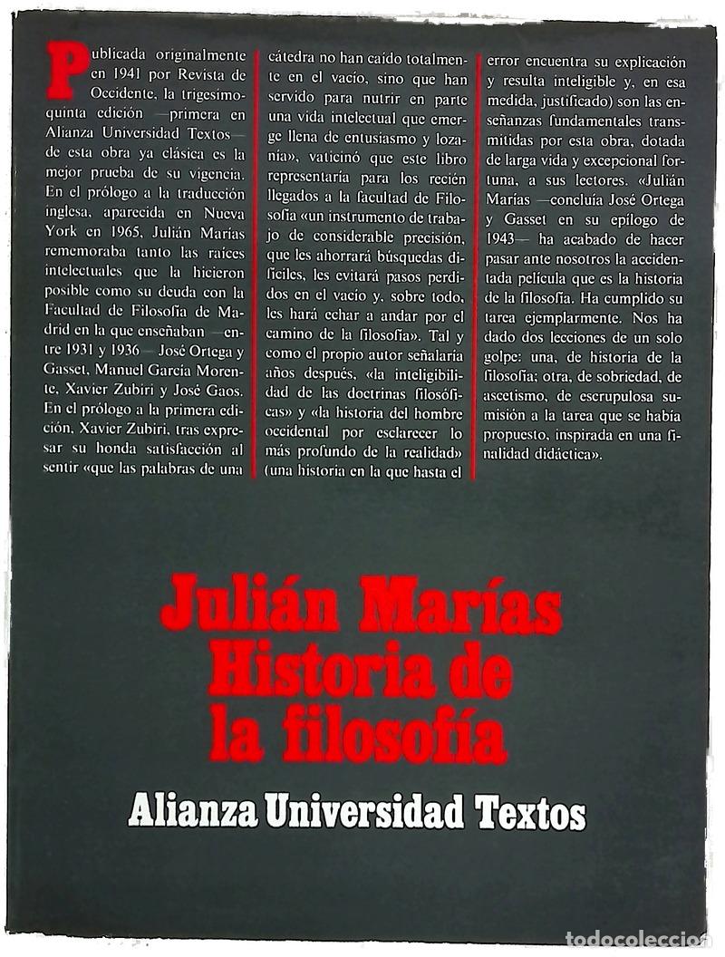 books: Historia de la filosof&iacute;a - Mar&iacute;as, Juli&aacute;n; Zubiri, Xavier; Ortega y Gasset, Jos&eacute;