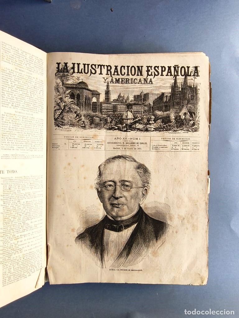 B&uuml;cher: LA ILUSTRACI&Oacute;N ESPA&Ntilde;OLA Y AMERICANA. 1871. A&ntilde;o XIX. N&uacute;ms. 1 a 36. (A&ntilde;o completo.) - Mesonero Romano