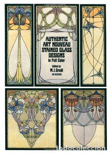Livros em segunda m&atilde;o: Authentic Art Nouveau Stained Glass Designs in Full Color- 9780486243627