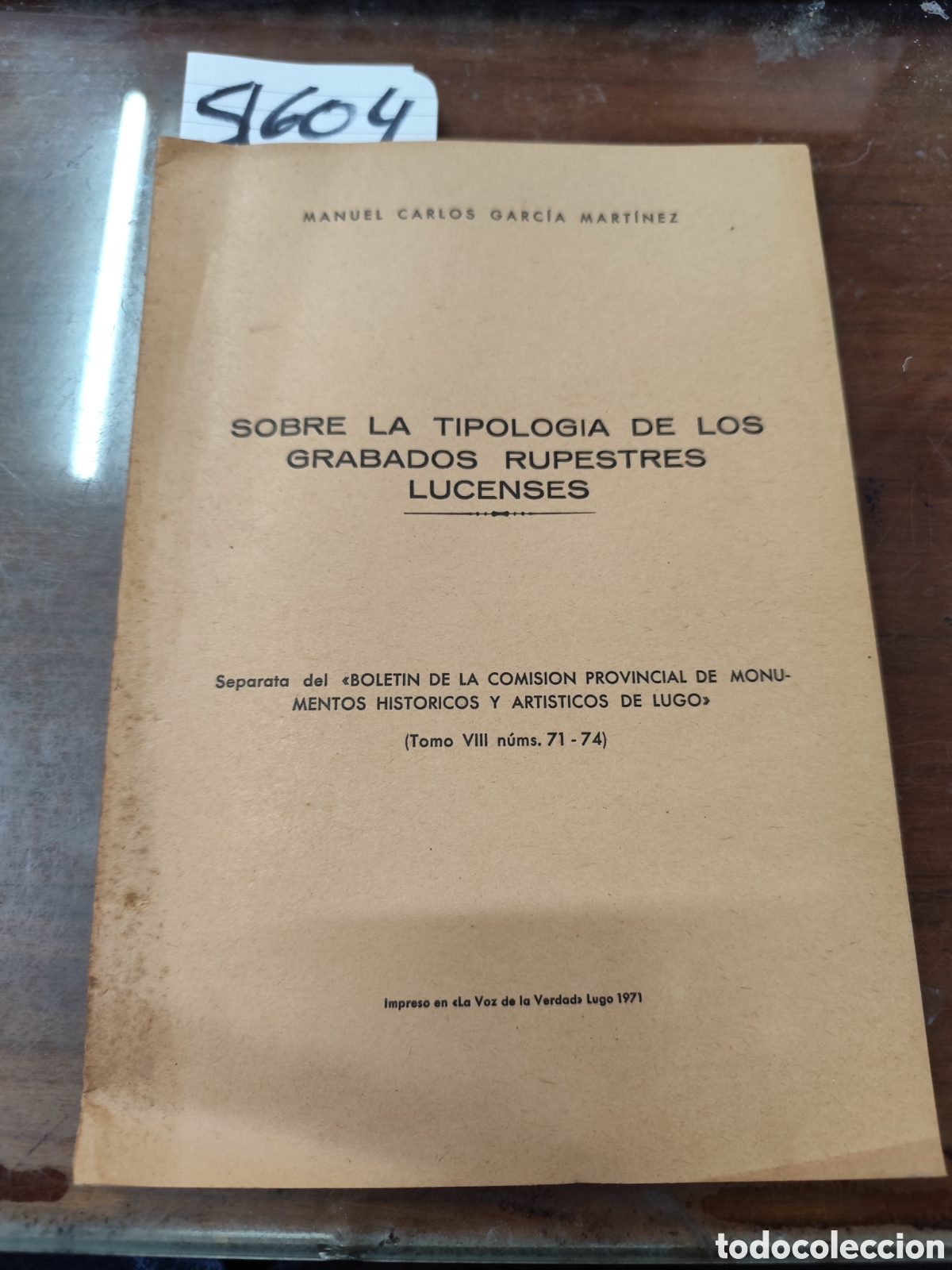 Livros em segunda m&atilde;o: SOBRE LA TIPOLOGIA DE LOS GRABADOS RUPESTRES LUCENSES. 1&ordf; Edici&oacute;n. A&ntilde;o 1971. Galicia - GARCIA MARTIN