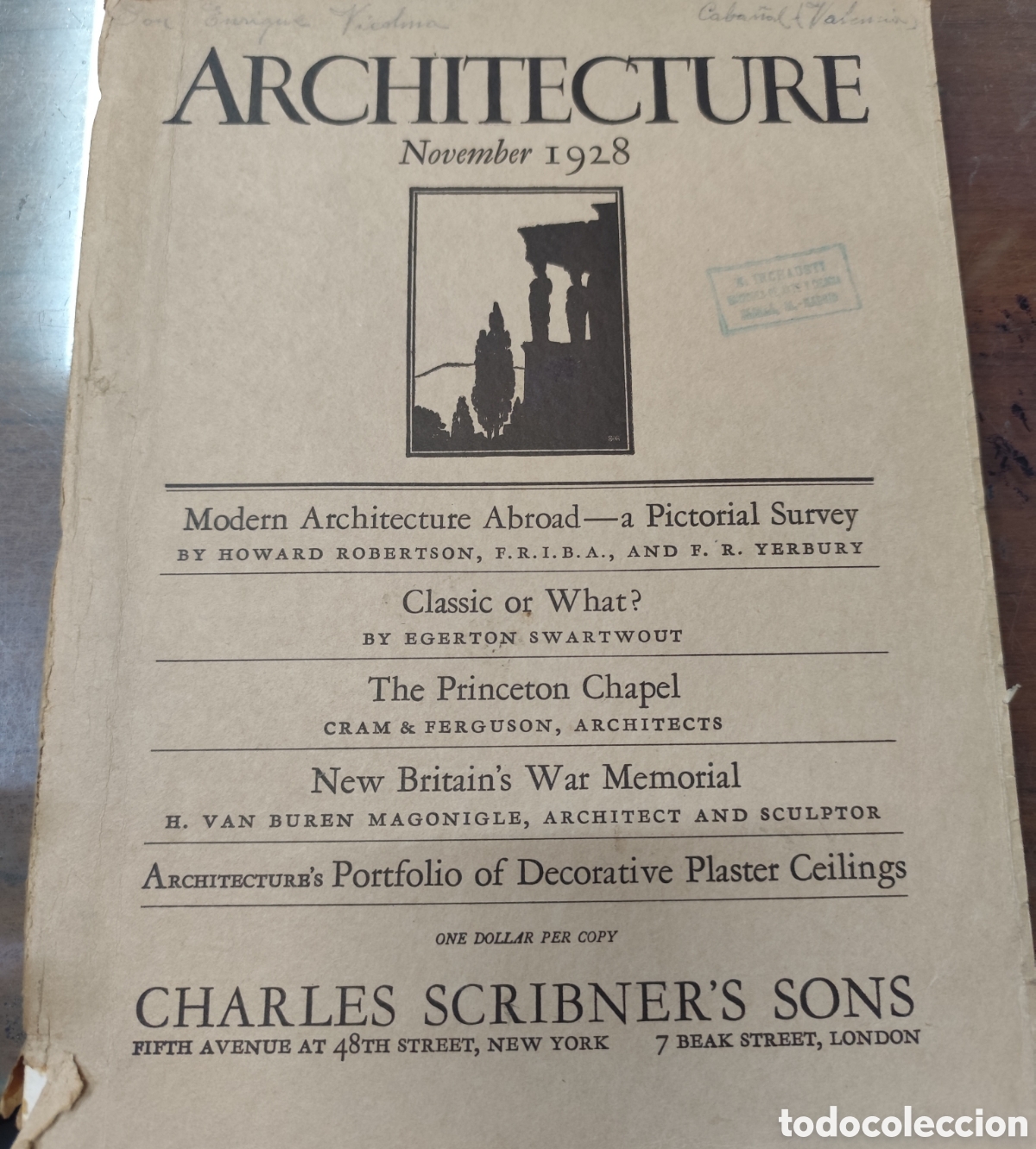 Libros: ARCHITECTURE Vol. LVIII n&ordm; 5. November 1928. Arquitectura