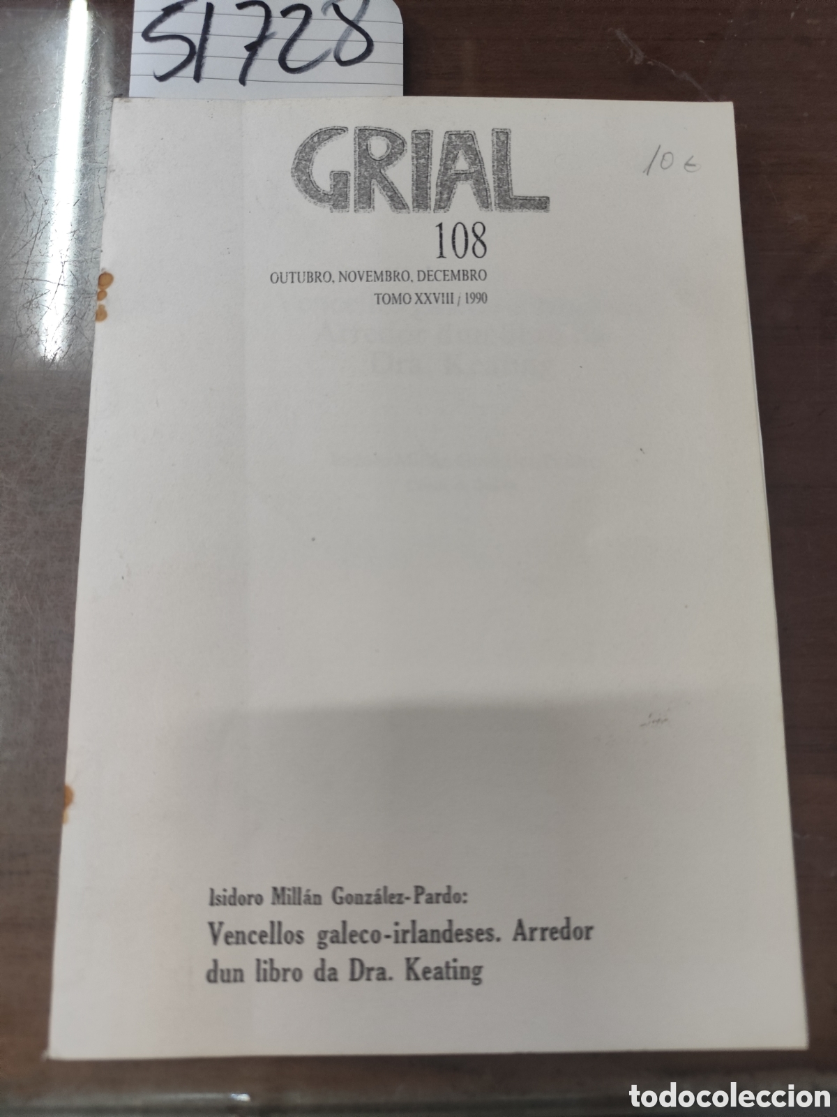Libros: VENCELLOS GALECO IRLANDENDESES. Arredor dun libro da dra. Keating. Grial n&ordm; 108. Galicia - MILLAN GO