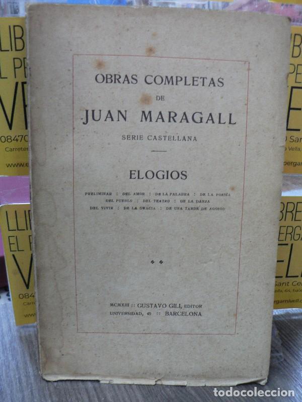 Libros: Obras Completas (serie castellana): Elogios - Maragall, Juan - Gustavo Gili editor - 1913, 1&ordf; ed.