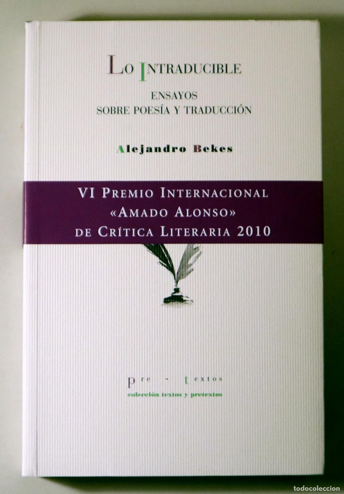 Livros em segunda m&atilde;o: BEKES, Alejandro - LO INTRADUCIBLE. Ensayos sobre poes&iacute;a y traducci&oacute;n - Valencia 2010