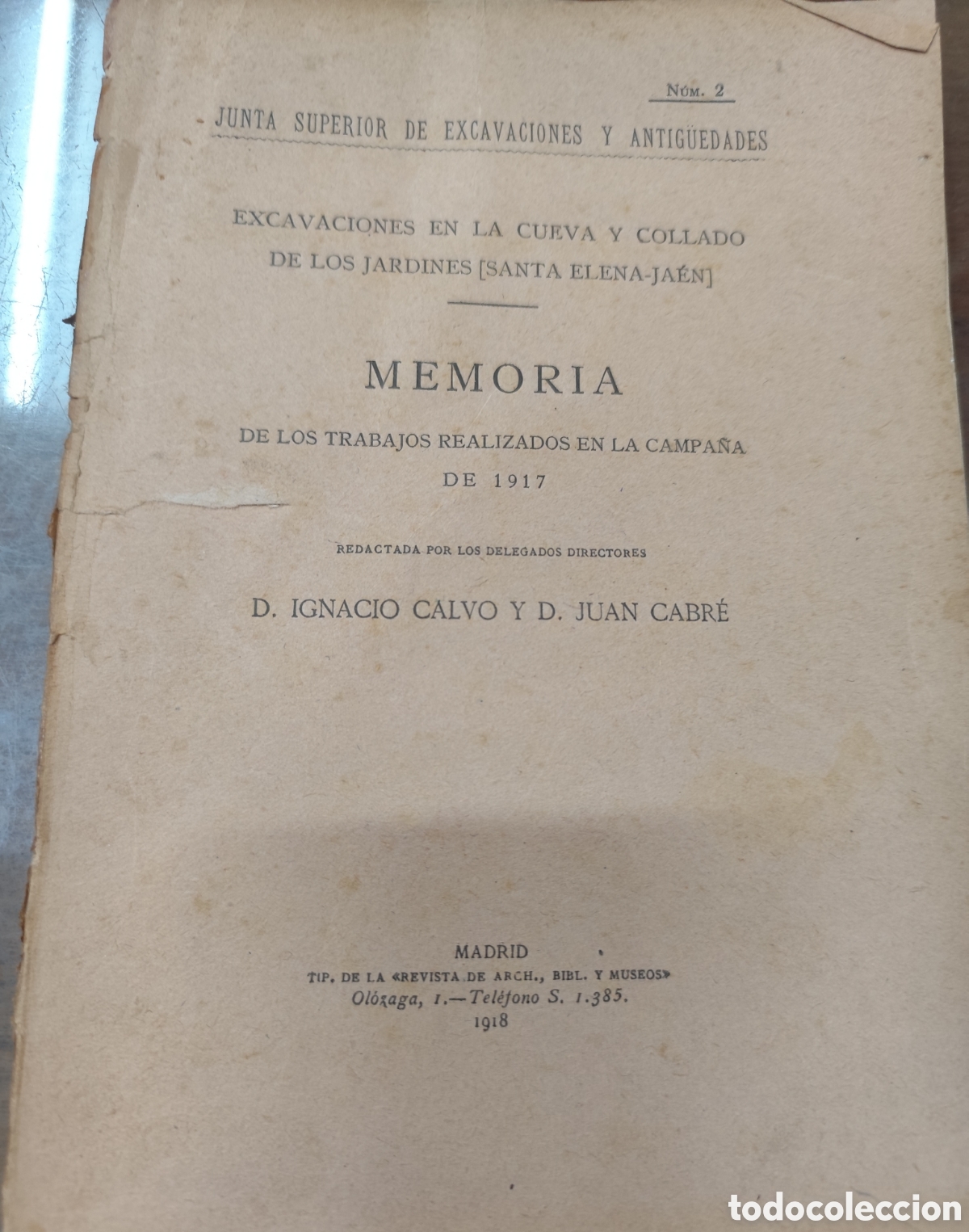 Libros: EXCAVACIONES EN LA CUEVA Y COLLADO DE LOS JARDINES ( Santa Elena-Jaen ). Junta Superior de Excavacio