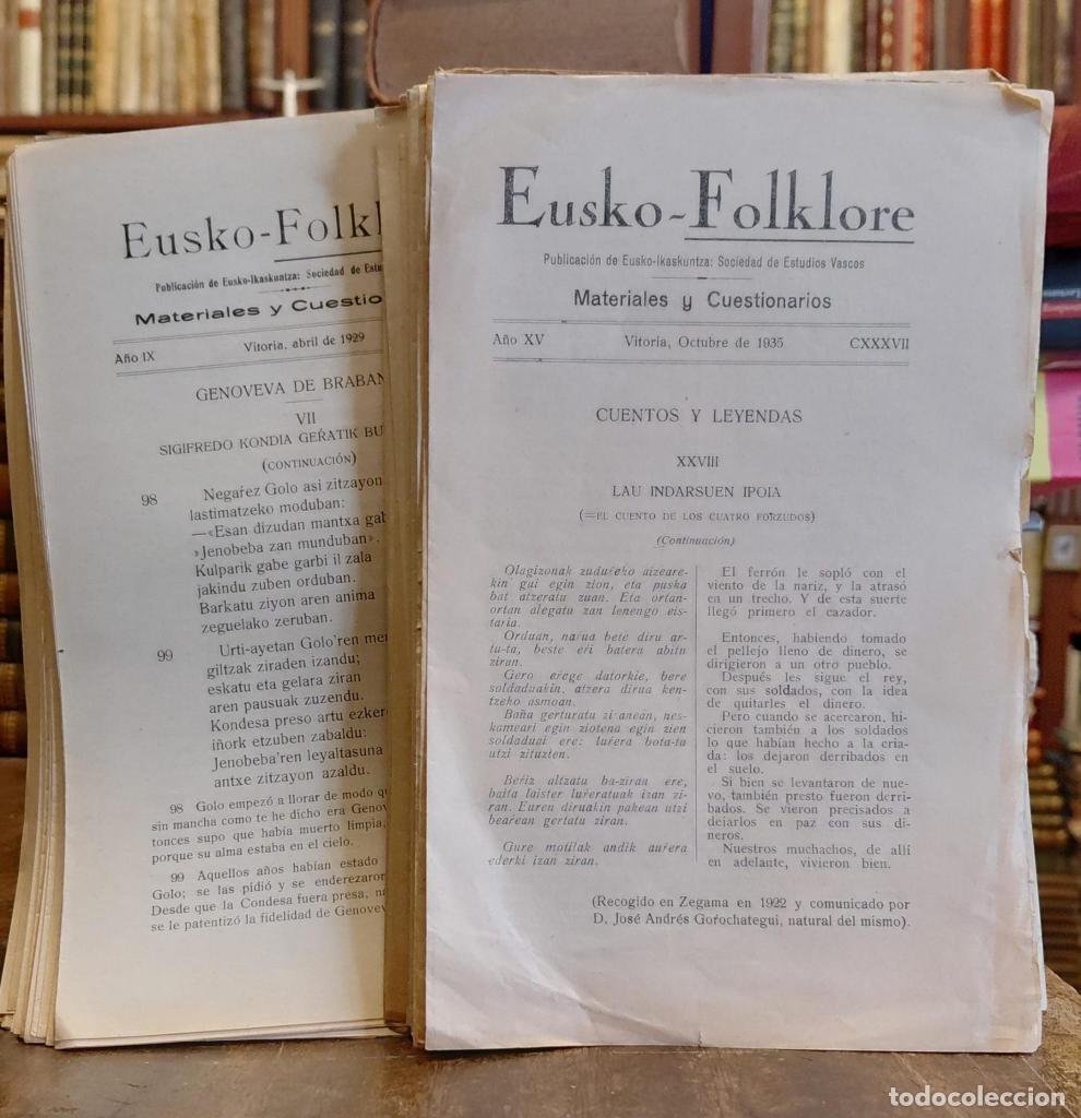 Livros em segunda m&atilde;o: EUSKO-FOLKLORE. Materiales y Cuestionarios. (109) - Publicacion de Eusko-Ikaskuntza: Sociedad de Est