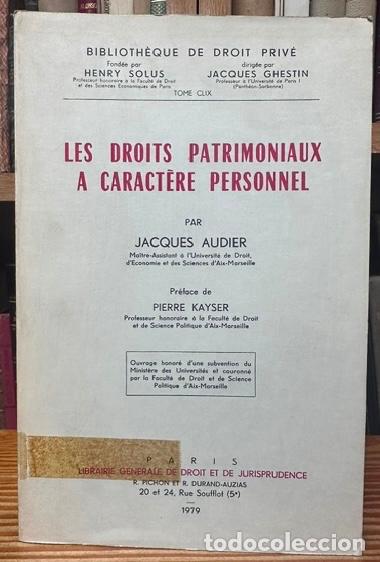 Livros em segunda m&atilde;o: LES DROITS PATRIMONIAUX A CARACTERE PERSONNEL. Preface de Pierre Kayser - AUDIER, Jacques