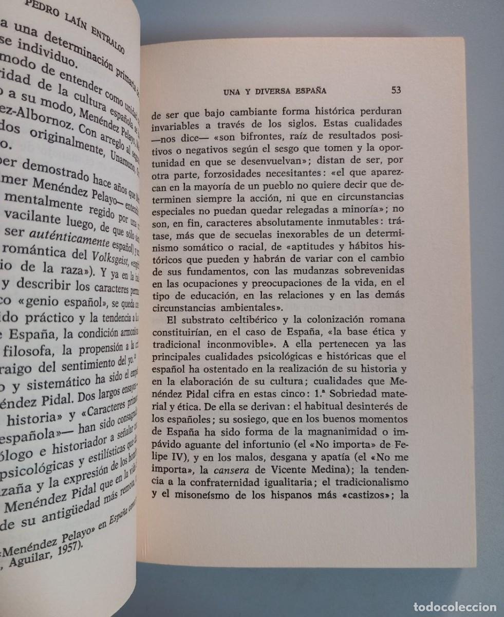 Libros: Una y diversa Espa&ntilde;a. - LA&Iacute;N ENTRALGO, Pedro: - Foto 5