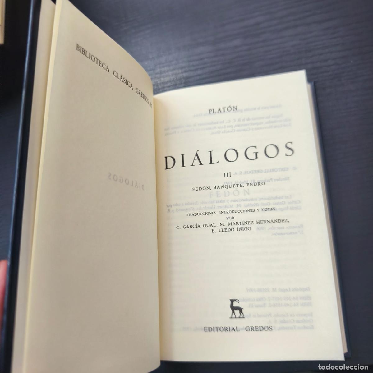 Libros: DIALOGOS III: FEDON, BANQUETE, FEDRO - PLATON - Foto 2