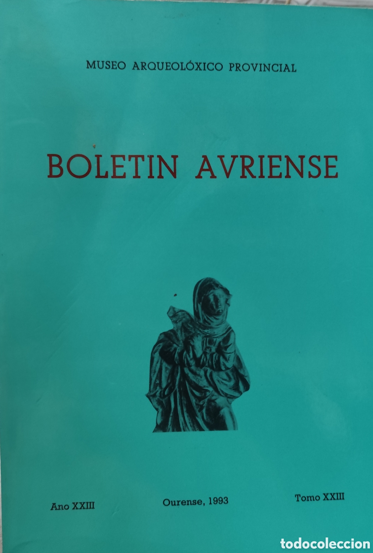 Libros: BOLETIN AVRIENSE. A&ntilde;o XXIII. Tomo XXIII. Museo Arqueol&oacute;xico Provincial. A&ntilde;o 1993. Galicia