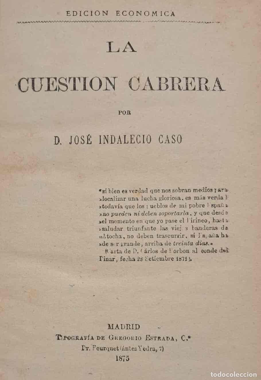 B&uuml;cher: La Cuesti&oacute;n Cabrera - Caso, Jos&eacute; Indalecio
