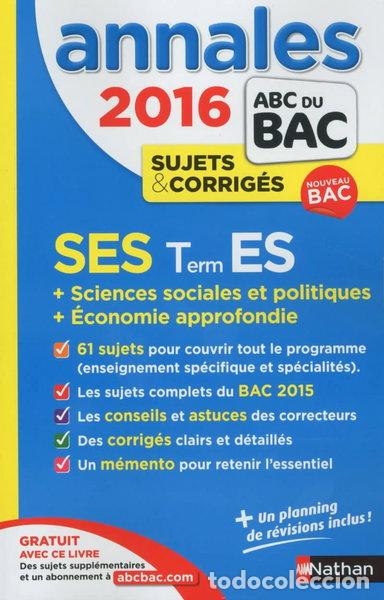 Libros: Annales Bac 2016 SES Term ES: Sujets et corrig&eacute;s- 9782091893709