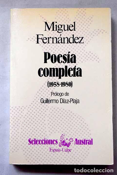 Livres: Poes&iacute;a completa (1958-1980).- Fern&aacute;ndez, Miguel