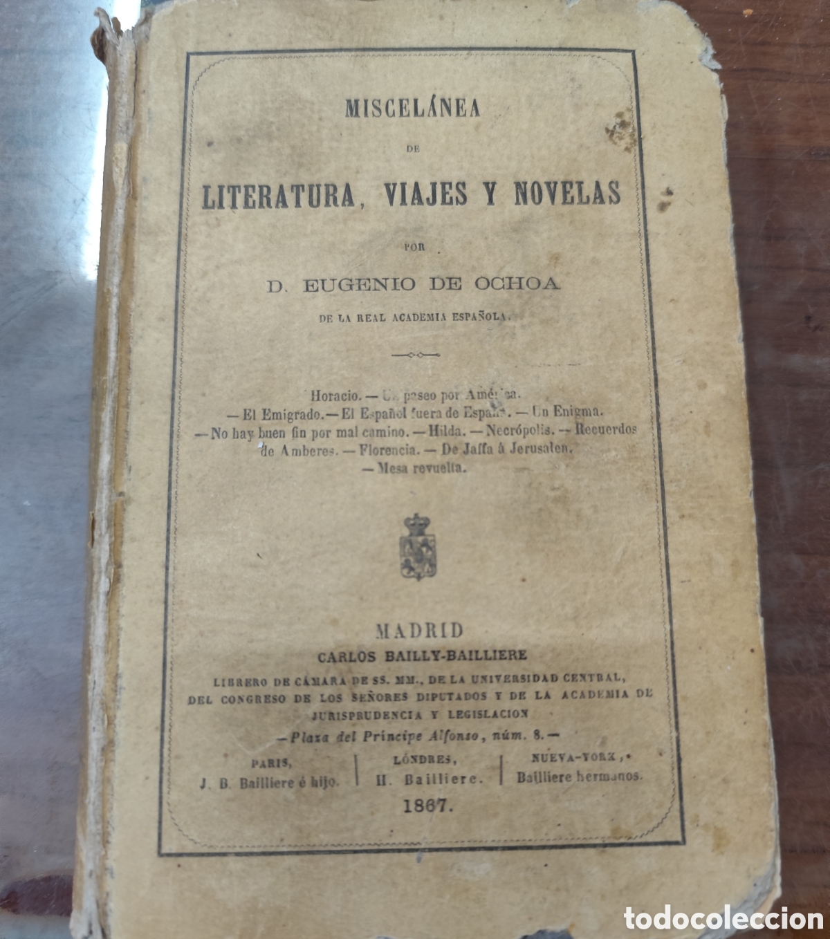 books: MISCELANEA DE LITERATURA,VIAJES Y NOVELAS. 1&ordf; Edici&oacute;n. A&ntilde;o 1867 - OCHOA,Eugenio de