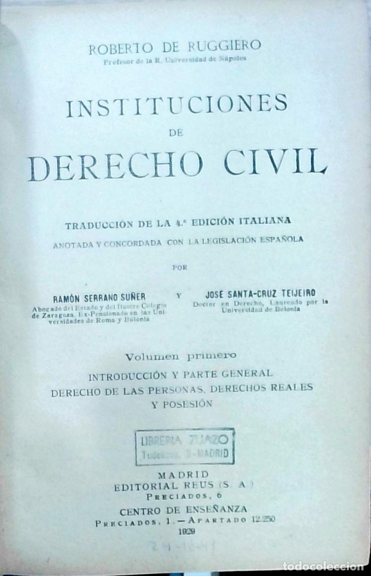 Livres: Instituciones de Derecho Civil: Volumen primero Introducci&oacute;n y parte general - Derecho de las person