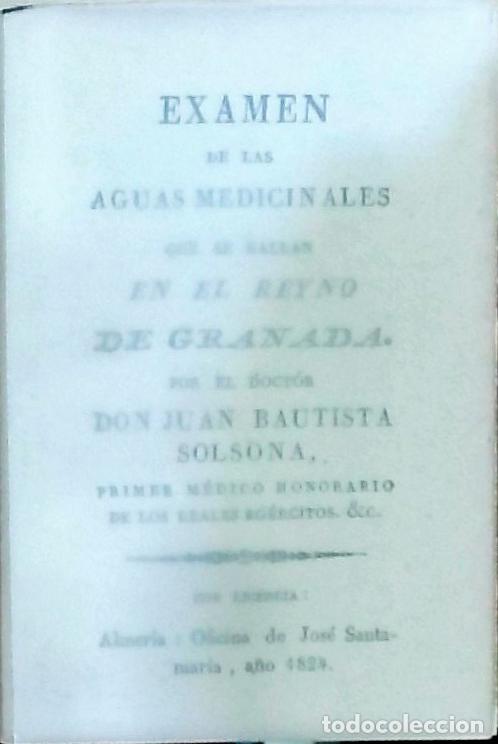 books: Examen de las aguas medicinales que se hallan en el Reyno de Granada - Juan Bautista Solsona:
