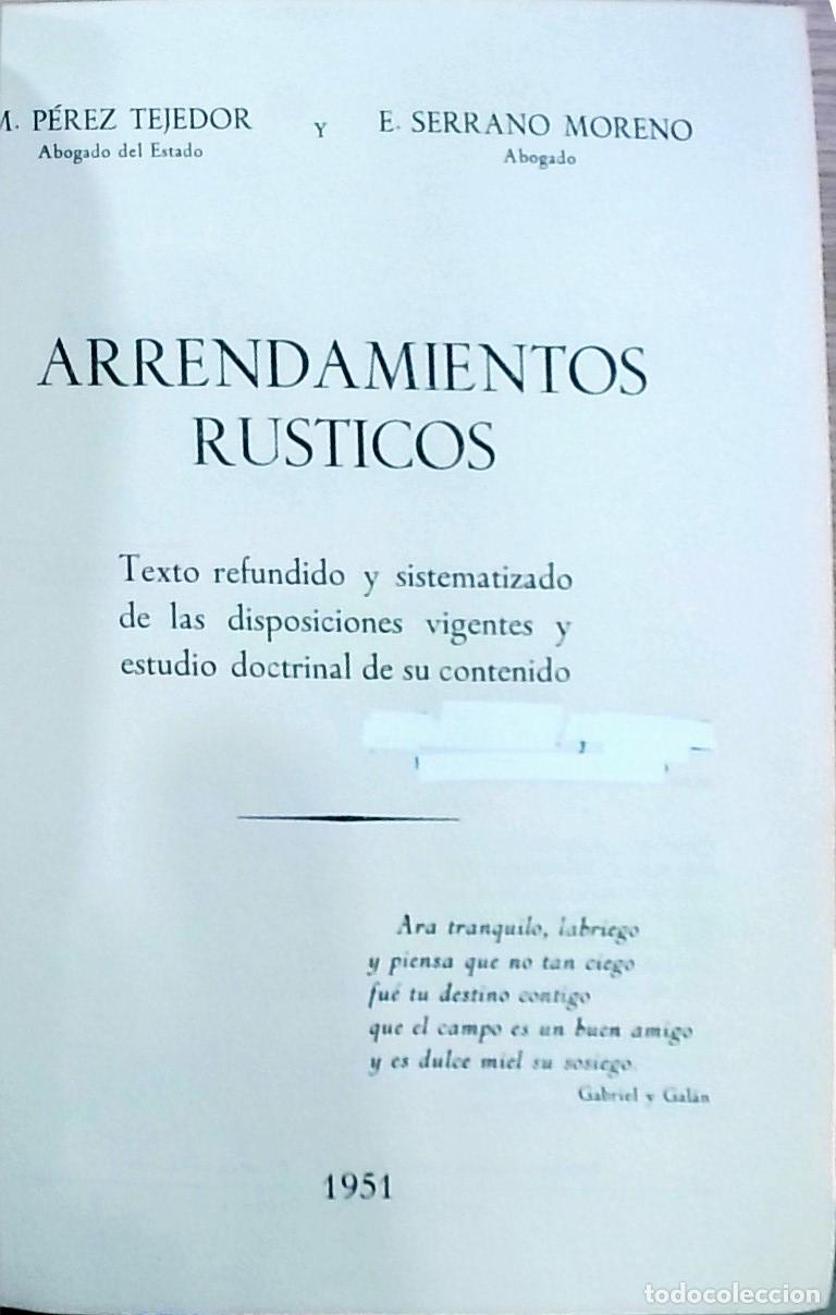 Livros em segunda m&atilde;o: Arrendamientos r&uacute;sticos: Texto refundido y sistematizado de las disposiciones vigentes y estudio doc
