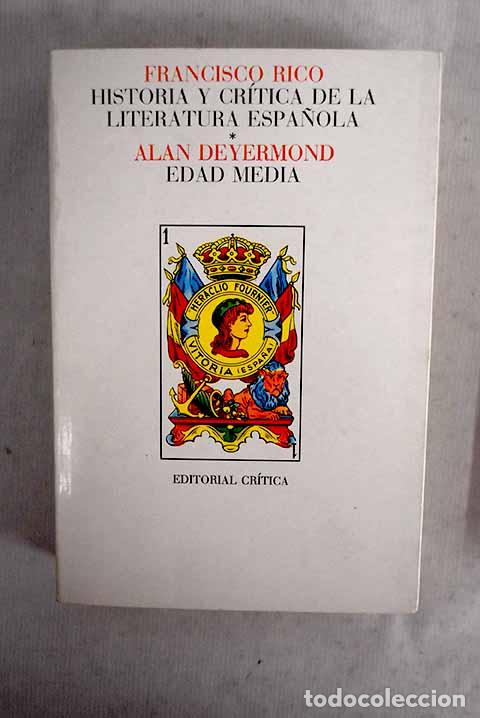 Libros: Historia y cr&iacute;tica de la literatura espa&ntilde;ola, tomo I