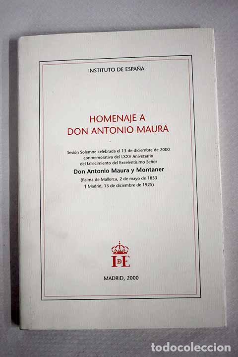 books: Homenaje a don Antonio Maura