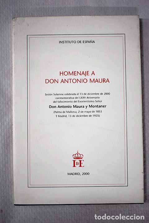 books: Homenaje a don Antonio Maura