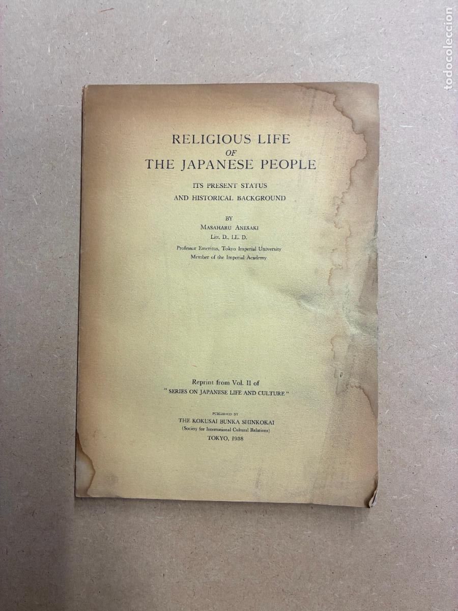Livros em segunda m&atilde;o: RELIGIOUS LIFE OF THE JAPANESE PEOPLE. (1938). - MASAHARU ANESAKI