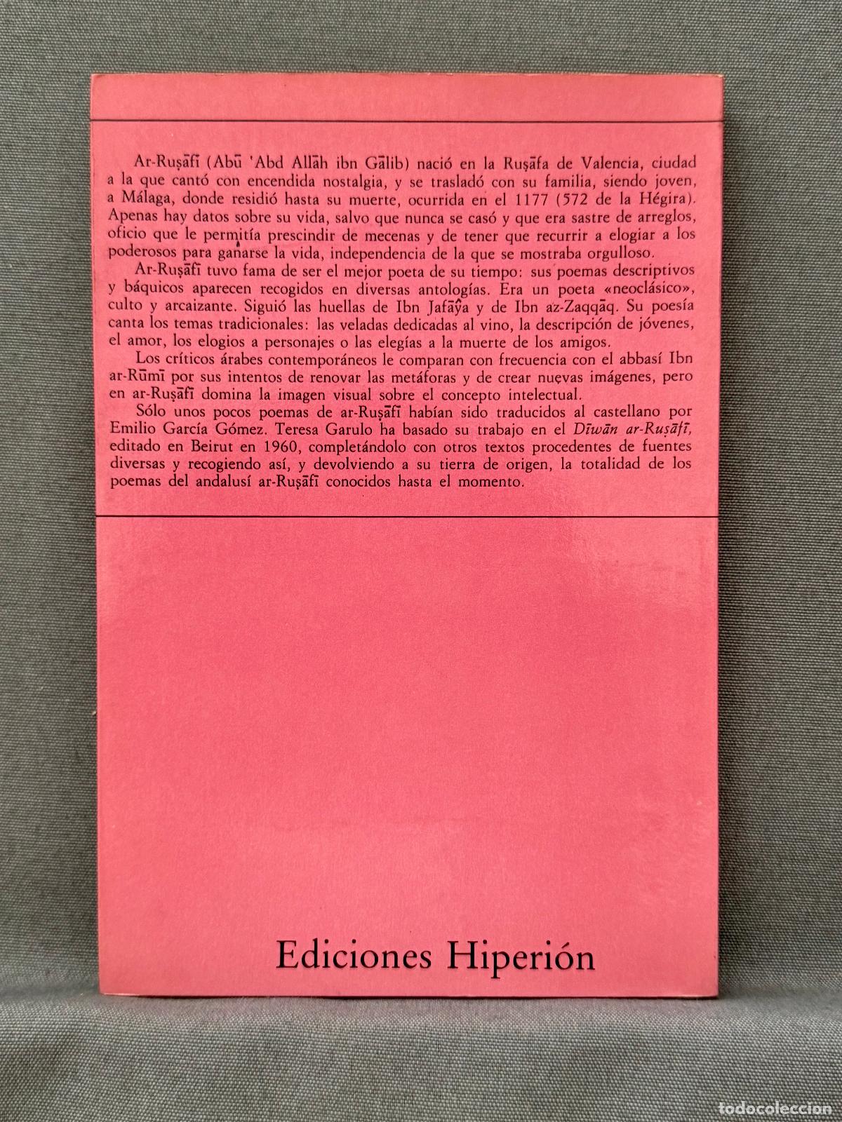 Libros: POEMAS. Traducci&oacute;n e introducci&oacute;n de Teresa Garulo. - AR-RUSAFI DE VALENCIA. - Foto 2