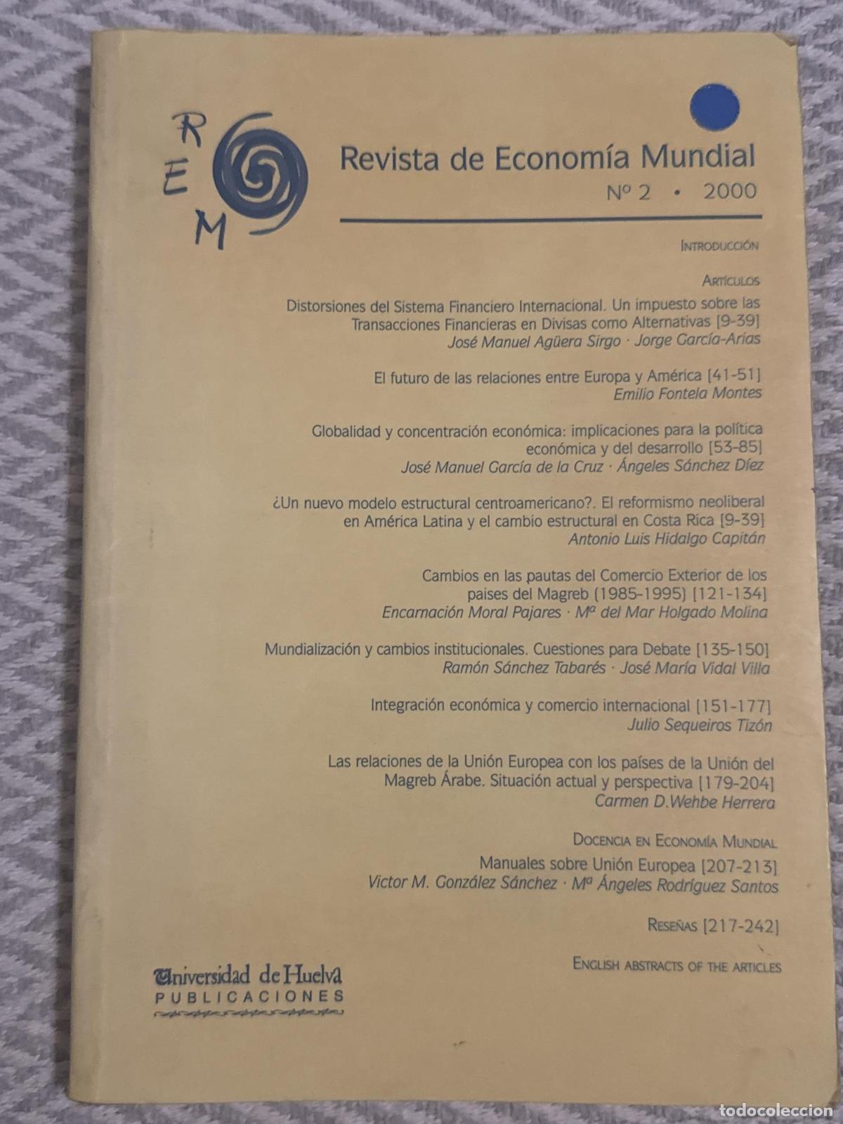 books: Revista de econom&iacute;a mundial N&ordm; 2 2000 - Manuela A. de Paz B&aacute;&ntilde;ez