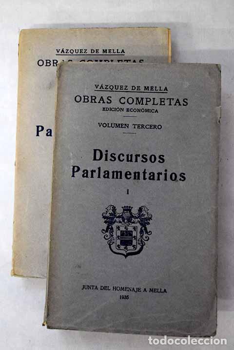 Livros em segunda m&atilde;o: Discursos parlamentarios.- V&aacute;zquez de Mella y Fanjul, Juan