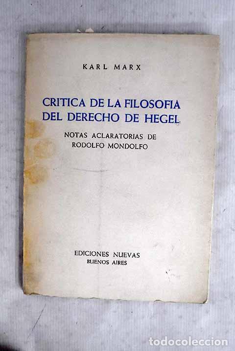 Livros em segunda m&atilde;o: Cr&iacute;tica de la filosof&iacute;a del derecho de Hegel.- Marx, Karl