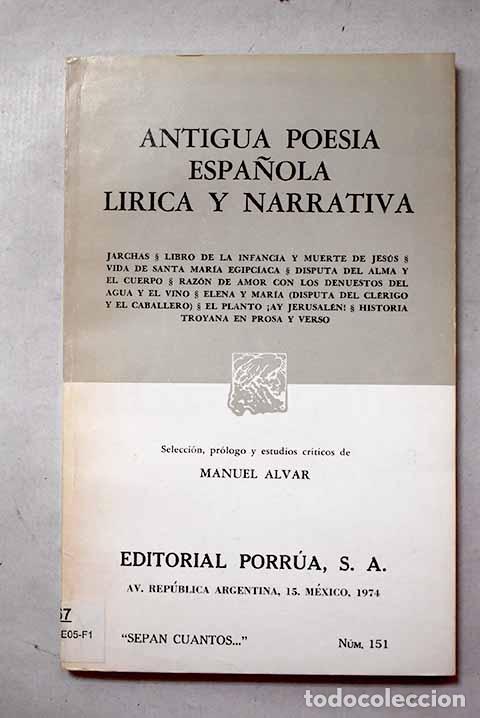 Livros em segunda m&atilde;o: Antigua poes&iacute;a espa&ntilde;ola l&iacute;rica y narrativa (siglos XI-XIII)