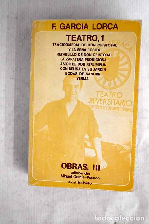 Libros: Teatro, tomo I: Garc&iacute;a Lorca, Federico.- Garc&iacute;a Lorca, Federico