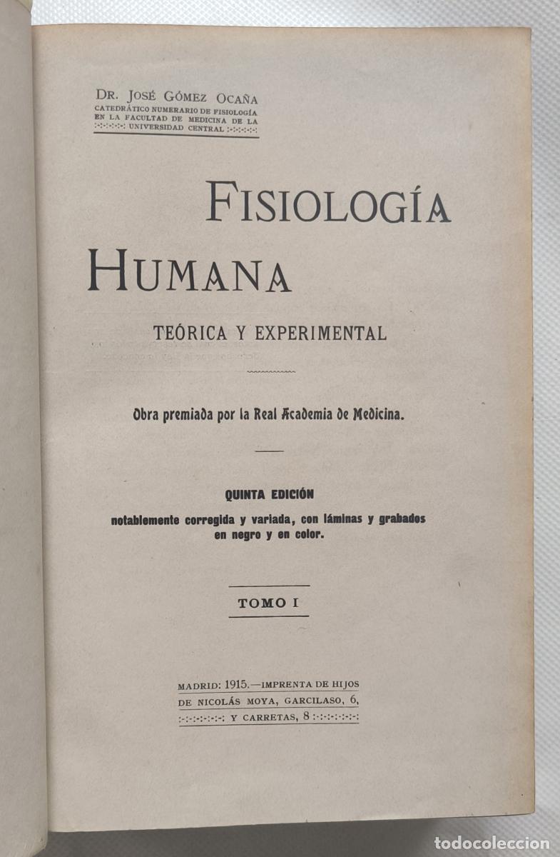 Libros: Fisiolog&iacute;a humana te&oacute;rica y experimental (Tomos I y II) - Dr. Jos&eacute; G&oacute;mez Oca&ntilde;a