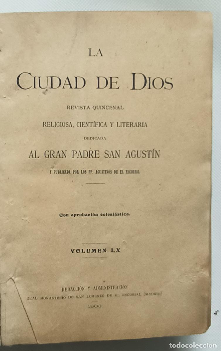Libros: La Ciudad de Dios: Revista quincenal religiosa, cient&iacute;fica y literaria. Volumen LX - AAVV