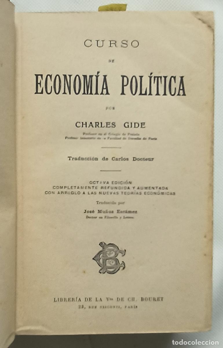 Libros: Curso de econom&iacute;a pol&iacute;tica - Charles Gide