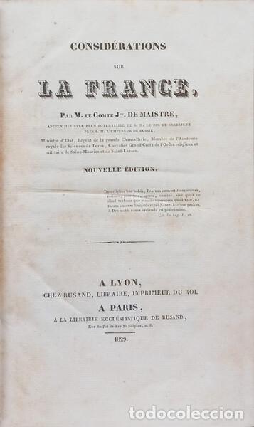 B&uuml;cher: MAISTRE. (M. Le Comte Joseph De) - CONSID&Eacute;RATIONS SUR LA FRANCE.