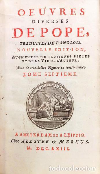 Livros em segunda m&atilde;o: POPE. (Alexander) - OEUVRE DIVERSES DE POPE.