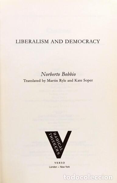 Libros: BOBBIO. (Noberto) - LIBERALISM AND DEMOCRACY. - Foto 2