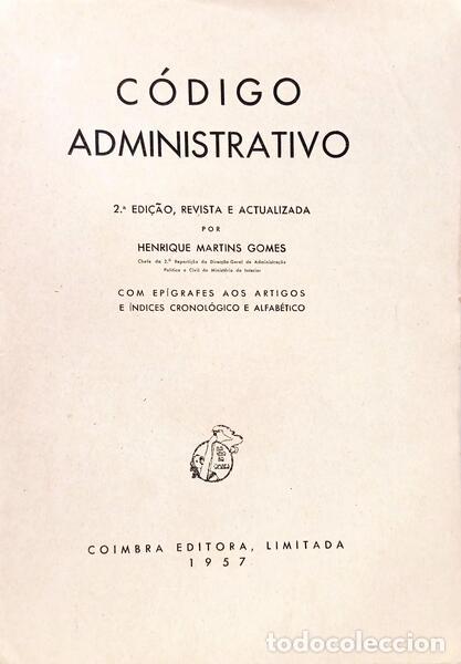 Libros: MARTINS GOMES. (Henrique) - C&Oacute;DIGO ADMINISTRATIVO. [2.&ordf; EDI&Ccedil;&Atilde;O] - Foto 2
