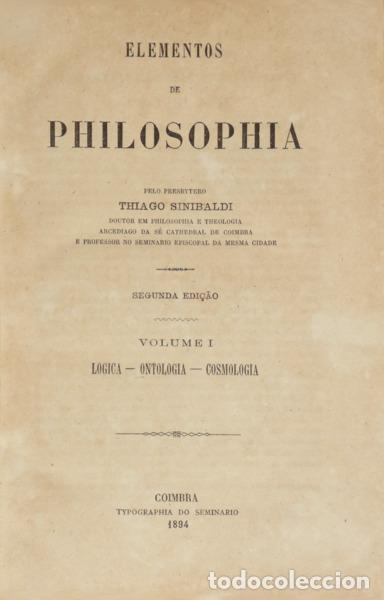 Libros: SINIBALDI. (Tiago) - ELEMENTOS DE PHILOSOPHIA.