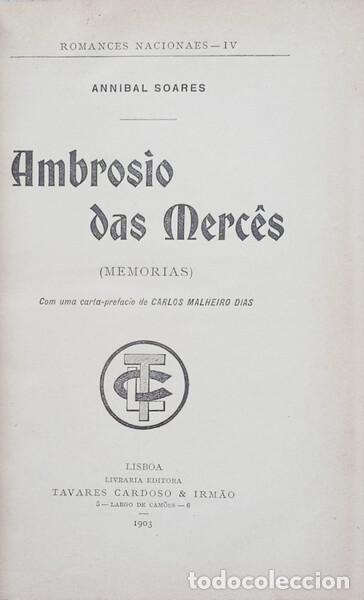 Libros: SOARES. (An&iacute;bal) - AMBROSIO DAS MERC&Ecirc;S. [1903, ENC.] - Foto 1