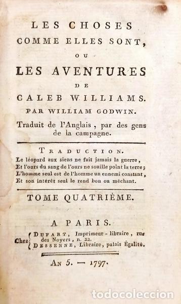 Livros em segunda m&atilde;o: GODWIN. (Williams) - LES CHOSES COMME ELLES SONT, OU LES AVENTURES DE CALEB WILLIAMS.