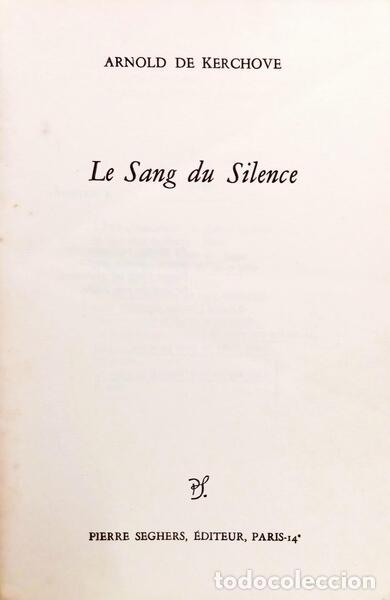 Libros: KERCHOVE. (Arnold de) - LA SANG DU SILENCE. - Foto 1