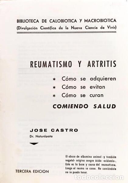 Libros: CASTRO. (Jos&eacute;) - REUMATISMO Y ARTRITIS. - Foto 2