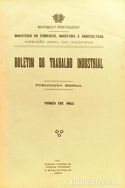 Libros: BOLETIM DO TRABALHO INDUSTRIAL, MAIO DE 1933.