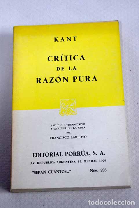 Livres: Cr&iacute;tica de la raz&oacute;n pura.- Kant, Immanuel
