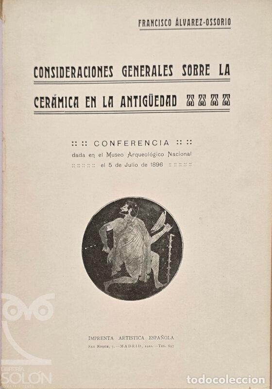 Libros: Consideraciones generales sobre la cer&aacute;mica en la Antig&uuml;edad - Francisco &Aacute;lvarez-Ossorio