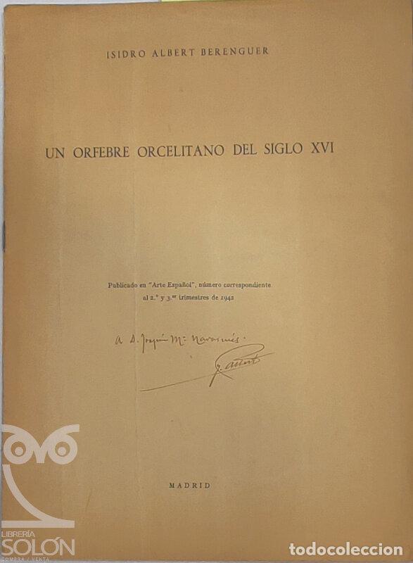 Libros: Un orfebre orcelitano del siglo XVI - Isidro Albert Berenguer