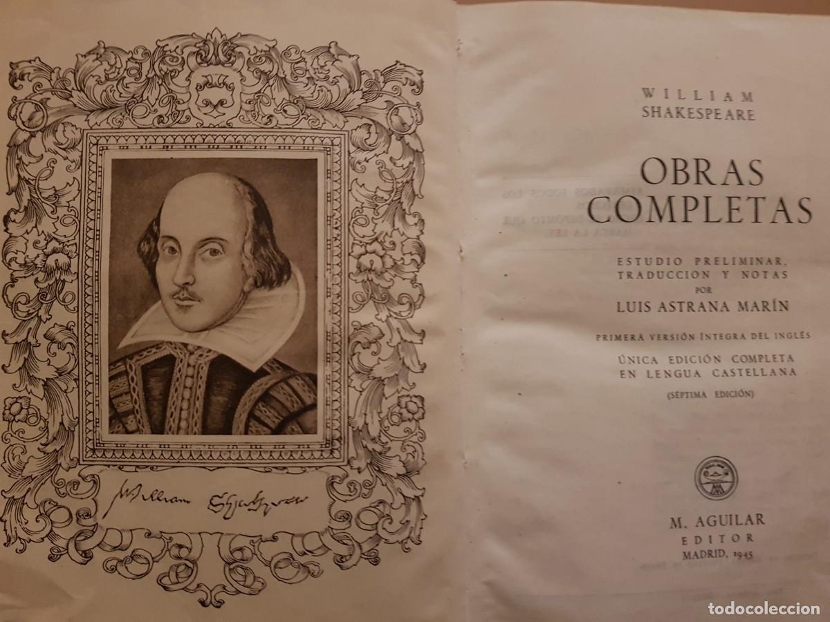 Libros: WILLIAM SHAKESPEARE - OBRAS COMPLETAS - ED. AGUILAR - 1945 - Foto 4